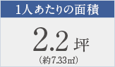 1人あたりの面積2.2坪